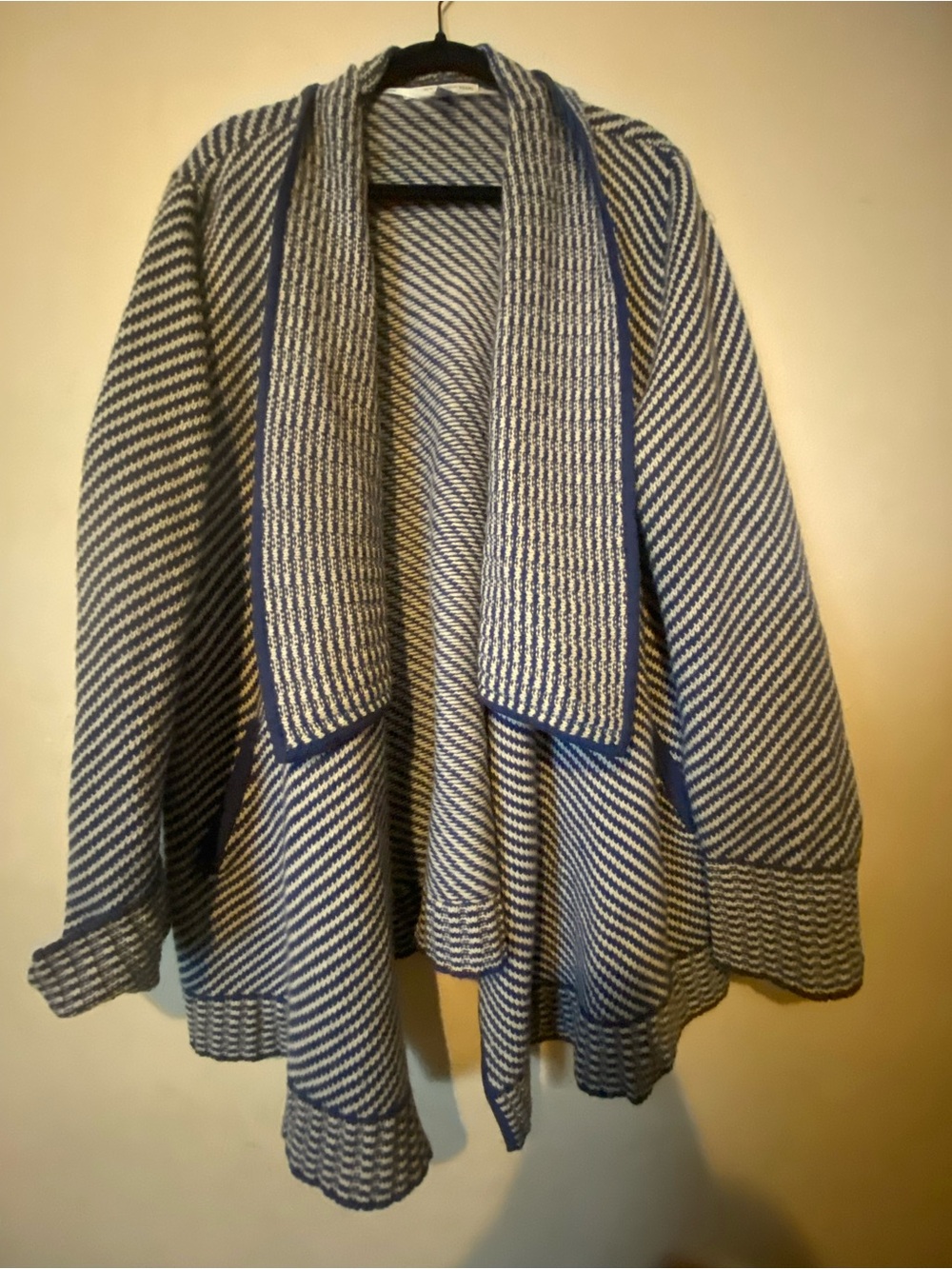 Southern Tide Navy & Cream Diagonal Knit Draped Cardigan